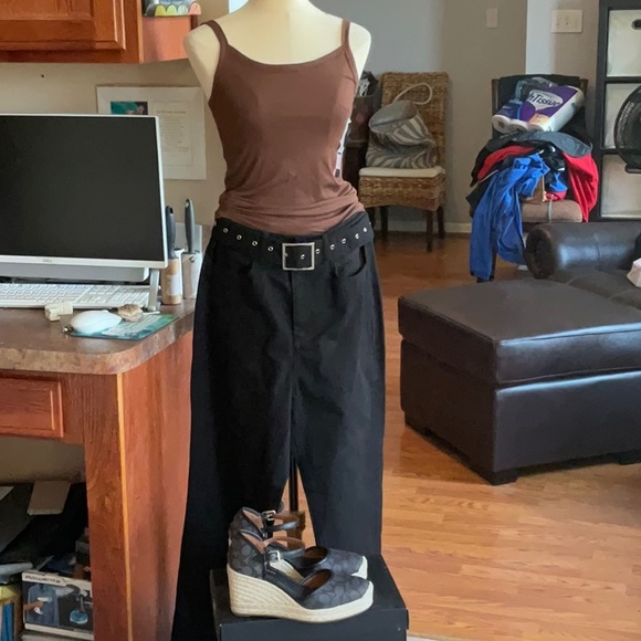 WE WORE WHAT Black Cut Out Straight Twill Denim Size 28, NWT - Picture 2 of 16